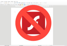 Logo Flash, con divieto sopra, su LibreOffice (sfocato)
