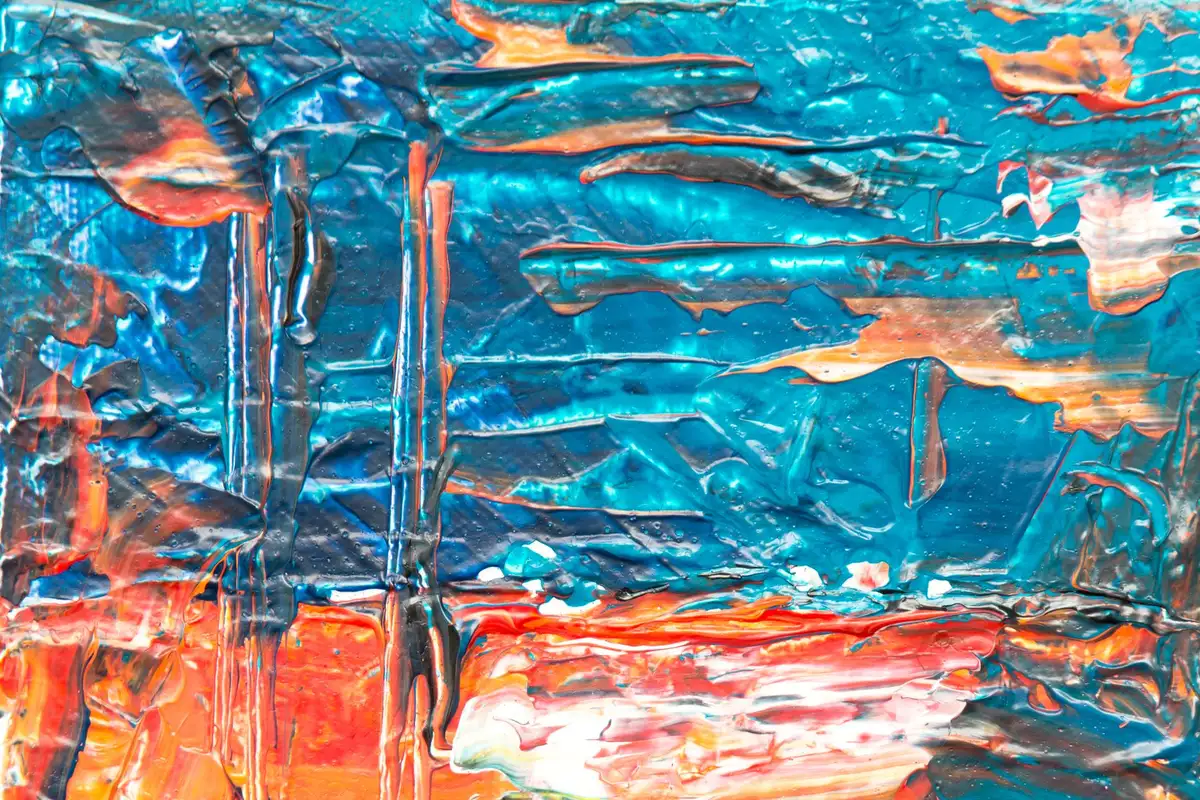 Paesaggio di un'isola mediterranea con grafica illustrativa e colori caldi