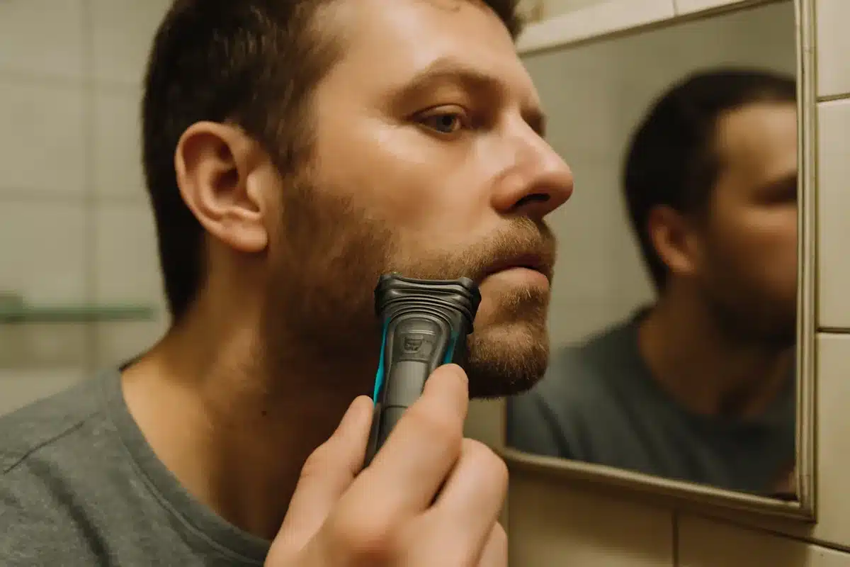 Tecnologia di taglio: MicroComb e azione tripla per una rasatura efficiente — La forza del modello sta nel sistema di rasatura. Il rasoio utilizza una combinazione di elementi che lavora sui peli in modo ordinato.