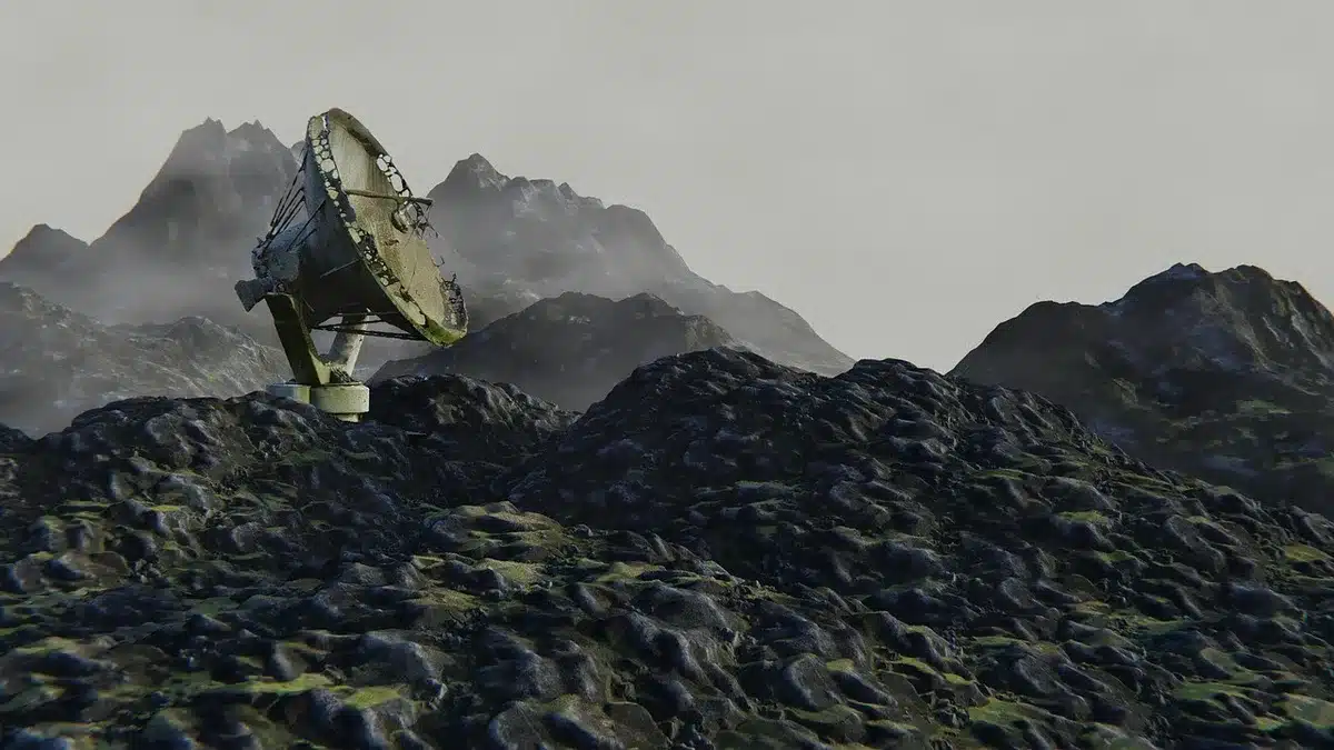 Piattaforma satellitare con antenna radar SAR in orbita