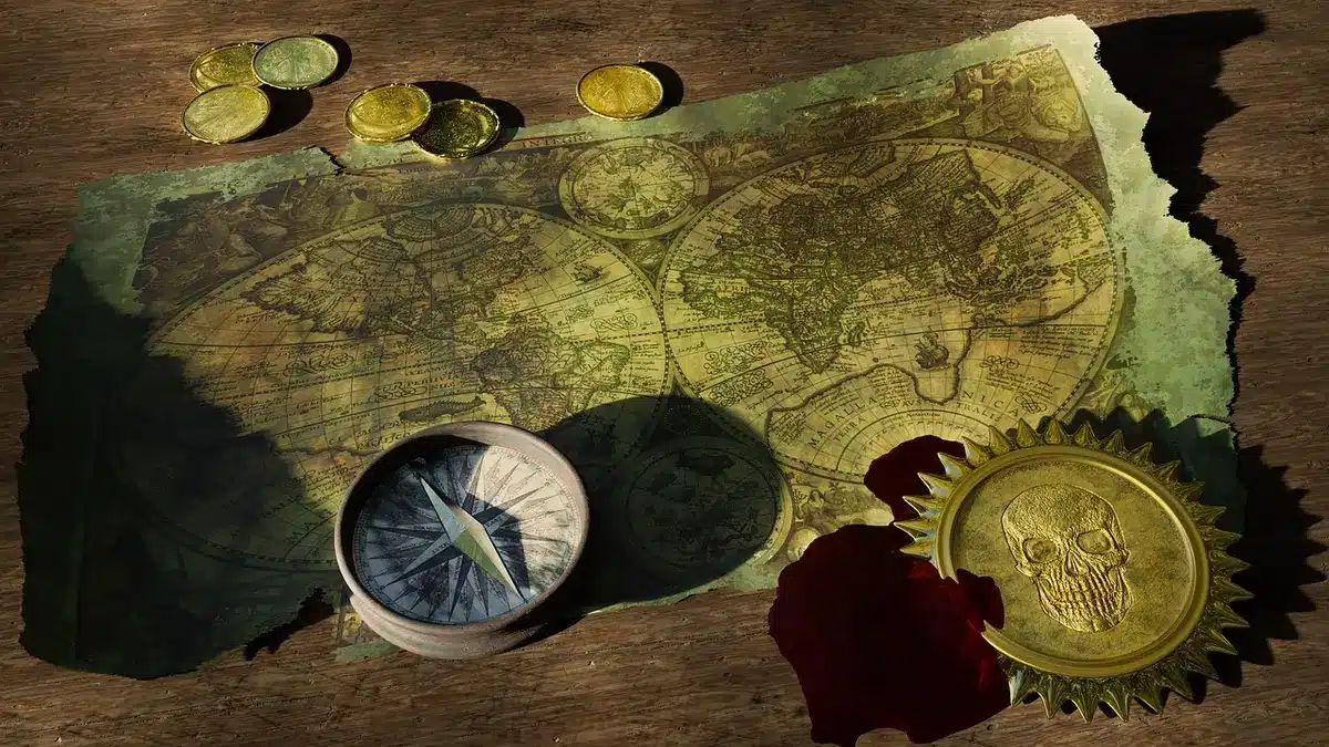 Schermo con mappa di mondo aperto e strumenti di sviluppo